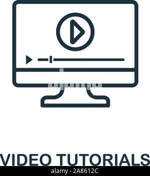 Video Tutorials icon outline style. Thin line creative Video Tutorials icon for logo, graphic design and more Stock Vector