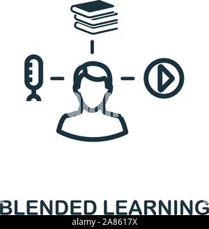Blended Learning icon outline style. Thin line creative Blended Learning icon for logo, graphic design and more Stock Vector