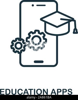 Education Apps icon outline style. Thin line creative Education Apps icon for logo, graphic design and more Stock Vector