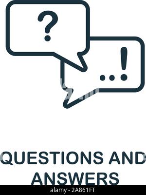 Questions And Answers icon outline style. Thin line creative Questions And Answers icon for logo, graphic design and more Stock Vector