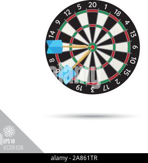 Smooth style dartboard with darts icon. Target sports equipment vector illustration. Stock Vector