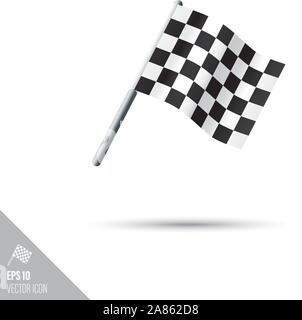 Smooth style racing finish flag icon. Motor sports equipment vector illustration. Stock Vector