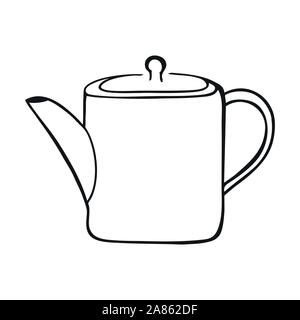 Black and white simple vector illustration of a tea pot Stock Vector