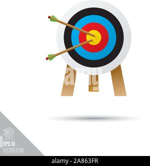 Smooth style archery target and arrows icon. Sports equipment vector illustration. Stock Vector