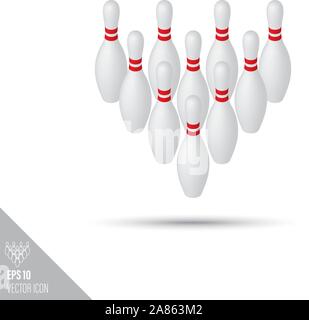 Smooth style bowling pins icon. Target sports equipment vector illustration. Stock Vector