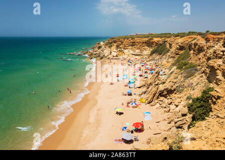 Calas de Conil beach in summer, Roche, near Barrosa, Costa de la Luz, Andalucia, Spain, Europe Stock Photo
