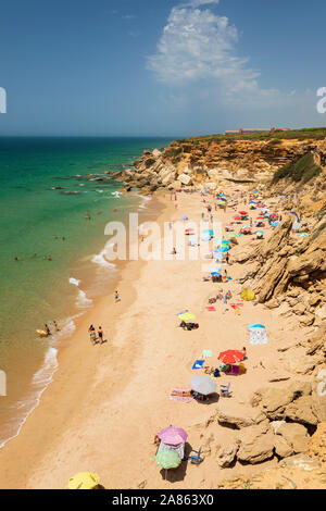 Calas de Conil beach in summer, Roche, near Barrosa, Costa de la Luz, Andalucia, Spain, Europe Stock Photo