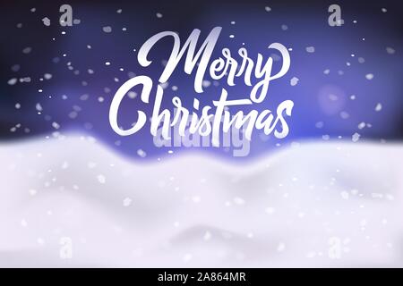 Christmas banner vector illustration. Blue snowfall background