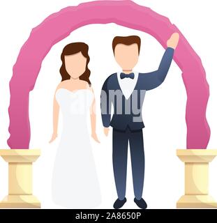 Couple bride on arch icon. Cartoon of couple bride on arch vector icon for web design isolated on white background Stock Vector