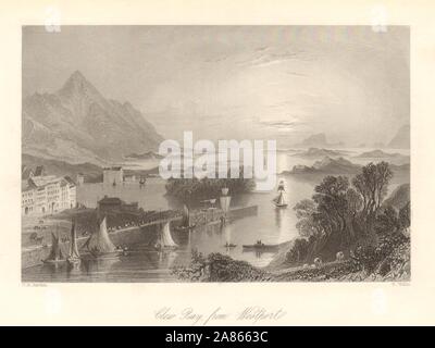 Clew Bay from Westport Quay, County Mayo. Ireland 1843 old antique print Stock Photo