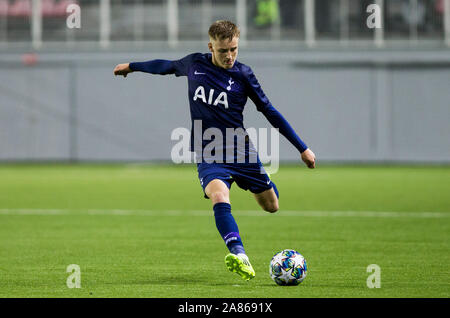 6th November 2019; Vozdovac Stadium, Belgrade, Serbia; UEFA Under 19 UEFA  Youth league football, FK Crvena Zvezda under 19s versus Tottenham Hotspur  under 19s; Harvey White and Jamie Bowden of Tottenham Hotspurs