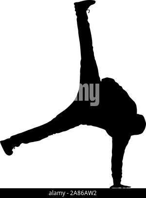 Black Silhouettes breakdancer on a white background. Stock Vector