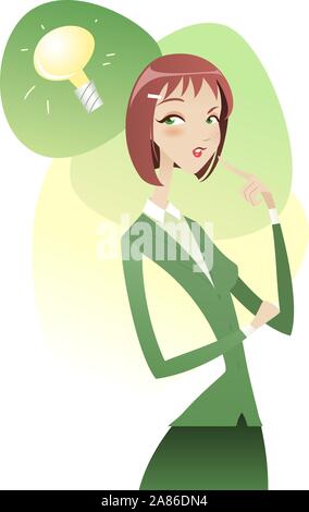 woman having an idea illustration Stock Vector