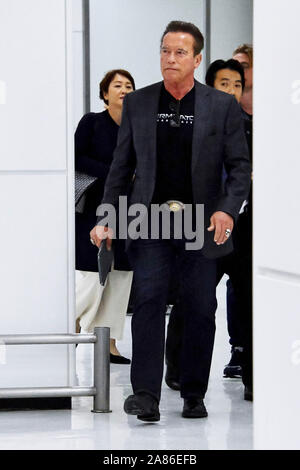 Narita, Japan. 04th Nov, 2019. Arnold Schwarzenegger is seen upon arrival at Narita International Airport on November 4, 2019 in Narita, Japan. Credit: Geisler-Fotopress GmbH/Alamy Live News Stock Photo