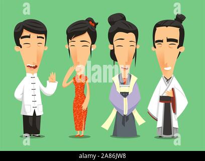 Chinese Traditional Clothing, vector illustration cartoon. Stock Vector