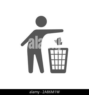 Throwing trash vector icon on white background. Flat vector throwing trash icon symbol sign from modern behavior collection for. Mobile concept and Stock Vector
