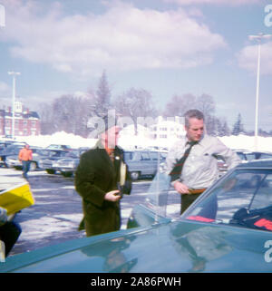 Vintage March 1972 photograph. Paparazzi style image of Paul Newman. Paul Leonard Newman (1925-2008) was an American actor, film director, producer, race car driver, IndyCar owner, entrepreneur, and philanthropist. Location unknown, USA. SOURCE: ORIGINAL TRANSPARENCY Stock Photo
