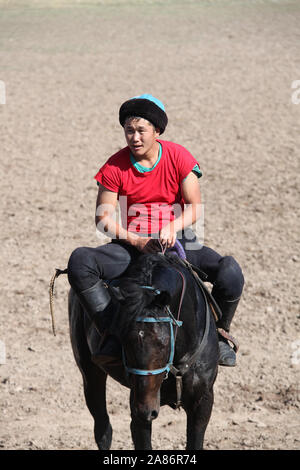 Buzkashi horseman in Kyrgyzstan Stock Photo