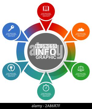 Infographic circular vector template for presentation, diagram, workflow business, technology and industry concept with 6 options Stock Vector