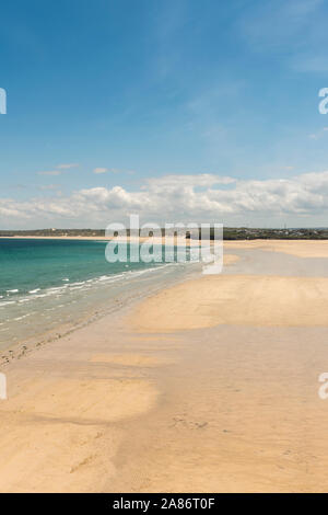 Coast path walking at Porthkidney Sands between St Ives and Hayle, summer in Cornwall. Stock Photo