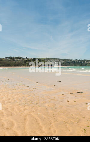 Coast path walking at Porthkidney Sands between St Ives and Hayle, summer in Cornwall. Stock Photo