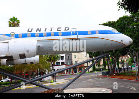 United Airlines Douglas DC-8 Jet Mainliner N8066U located at California Science Center, Exposition Park, Los Angeles - California Stock Photo