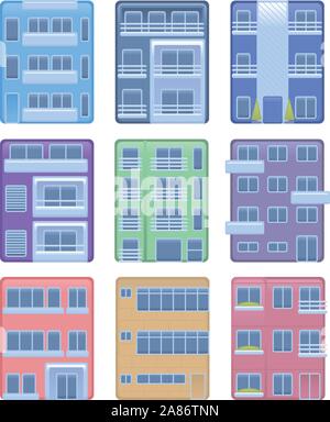 Building apartment condominium edifice structure house collection vector illustration icons. Stock Vector