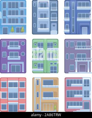 Building apartment condominium edifice structure house collection vector illustration icons. Stock Vector
