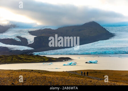 Glacier and icebergs in Fjallsarlon Glacial Lagoon, Iceland. Great tourist attraction Stock Photo