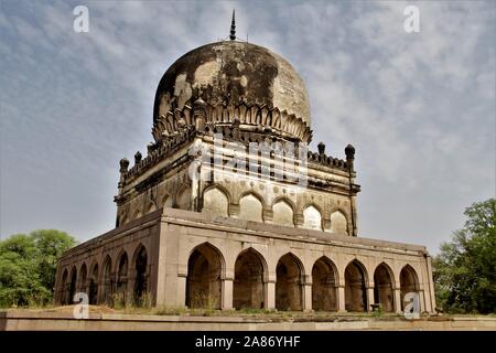 Qutab Shahi Tombs : They are are located in the Ibrahim Bagh, close to the famous Golconda Fort in Hyderabad, India. Stock Photo