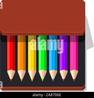 Color Pencils case vector illustration. Stock Vector