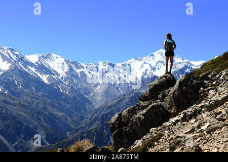 View from Mount Fyffe, Kaikoura, New Zealand, mountains view, summit Stock Photo