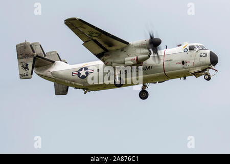 VANDALIA, OHIO / USA - JUNE 23, 2018: A United States Navy C-2 Greyhound at the 2018 Vectren Dayton Airshow. Stock Photo