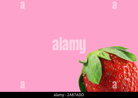 Strawberry isolated on pink background. Space for text Stock Photo