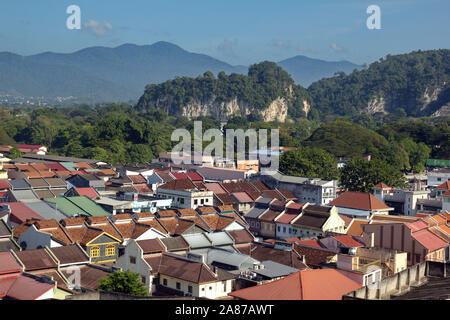 Ipoh, Perak, Malaysia, is a low-rise city surrounded by mountains. Stock Photo