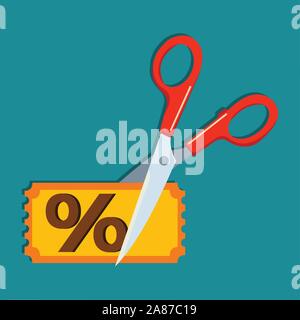 scissors cut discount card for price cut symbol concept vector illustration Stock Vector