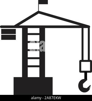 building crane icon on white background. tower crane sign. flat style. construction crane symbol. Stock Vector