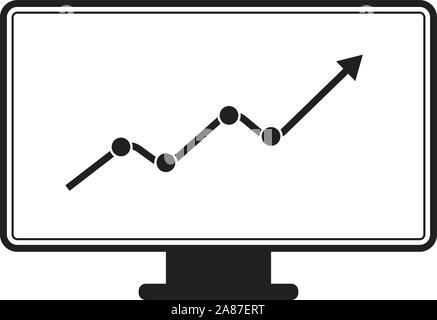 marketing monitor icon on white background. marketing monitor sign. flat style. computer analysis symbol. Stock Vector
