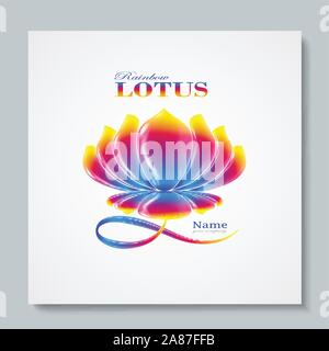 Luxury image logo Rainbow Lotus. Business design for spa, yoga class, hotel and resort. Vector illusration Stock Vector
