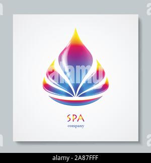 Luxury image logo Rainbow Flower. Business design for spa, yoga class, hotel and resort. Vector illusration Stock Vector