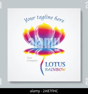 Luxury image logo Rainbow Lotus. Business design for spa, yoga class, hotel and resort. Vector illusration Stock Vector