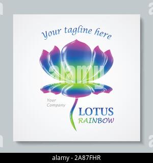 Luxury image logo Rainbow Lotus. Business design for spa, yoga class, hotel and resort. Vector illusration Stock Vector