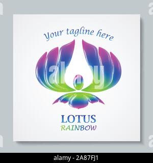 Luxury image logo Rainbow Lotus. Business design for spa, yoga class, hotel and resort. Vector illusration Stock Vector