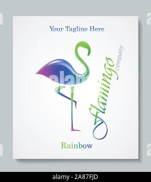 Luxury image logo Rainbow Flamingo. Business design for spa, yoga class, hotel and resort. Vector illusration Stock Vector