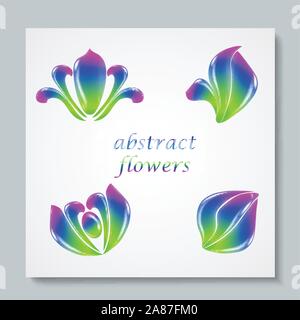 Luxury image logo Rainbow Abstract Flowers Set. Vector illusration Stock Vector