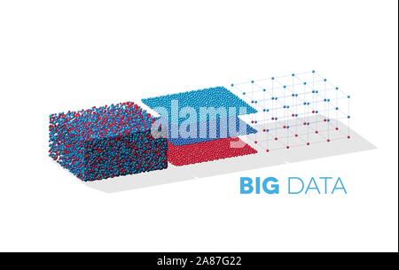 Big data illustration with structuring map reduce process Stock Vector