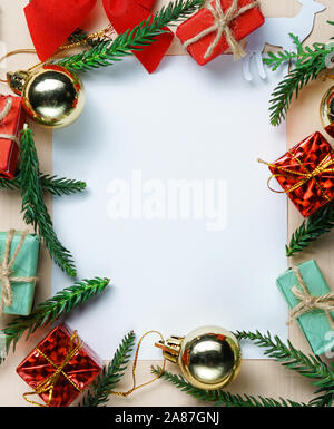 Blank Paper for Text Surrounded by Christmas Decoration Stock Photo