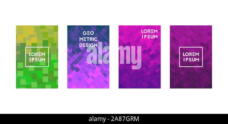Cards set with pixel texture. Vector illustration. Modern design. Stock Vector