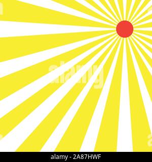 Abstract yellow stripe ray with red sun background. Flat design vector and illustration Stock Vector