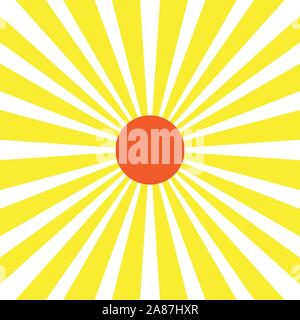 Abstract yellow stripe ray with red sun background. Flat design vector and illustration Stock Vector